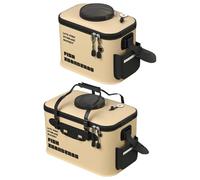 Genérico Fishing Gear Camping Bag, Fish Protection Fishing Pouch, 11.8x7.8x8.4in Folding Live Fish Bucket, Reusable Brown/Black Bait Equipment for Home and Travelling