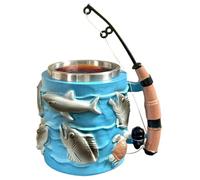 Genérico Fishing Mug For Men - 300ml Beverage Drinkware, 3D Embossed Water Mug With Fishing Rod Handle - For Men Hot Chocolate Beverage Milk Water Wine Cafe Kitchen F́ishing Coffee Cup