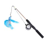 Genérico Fishing Pole Cat Toy, Realistic Cats Teaser Wand, 15.75-28.35 Inches, Interactive Training Game, Engaging Feather Attachment for Indoor Play and Bored Kittens, Black