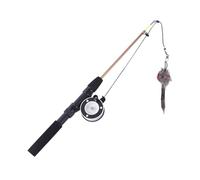 Genérico Fishing Pole Cat Toy, Realistic Cats Teaser Wand, 15,75-28,35 pulgadas, Interactive Training Game, Engaging Feather Attachment for Indoor Play and Bored Kittens, Black