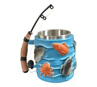 Genérico Fishing Pole Coffee Mug - 300ml Stainless Steel Double Wall Cup, 3D Relief Design Tumbler | Insulated Hot Cold Beverage Holder | Milk Juice Latte Tea Beer Drinkware | Gift For Men Family