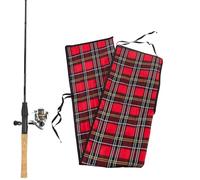 Generico Fishing Pole Sleeve,4-Compartment Portable Cover Bag 33.46x7.09 inches | Covers for Fishing Poles | for Boat Shore Travel Transportation Lake River Outdoor, Red Grid, riferimento alla