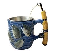 Genérico Fishing Reel Mug, Coffee Cup Drinkware, 3.15x3.14x5.9in Resin Fishing Theme Tea Cup with Novel Rod Handle Design, Sturdy Beverage Holder, Funny Outdoor Styles Gift, Juice Latte Beer Use