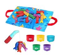 Genérico Fishing Set, Interactive Kids Game Pack, Safe Fabric Catching Toy with Cup Stack, Development Learning Tool, Hand Eye Coordination Game with Cute Style, Preschool Activity Toy for Home