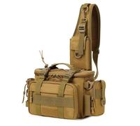 Genérico Fishing Tackle Bag, Waterproof Fishing Fanny Pack with Rod Holder, 14.96x7.48x5.12 Inches Wear Resistant Fish Tool Organizer Pouch for Camping, Traveling, Hiking, Survival Outdoor Activities