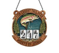Genérico Fishing Tally Board - Rustic Wooden Fish Caught Sign, Erasable Angler Catch Log Display, Standing Tabletop Ornament, Lake House Cabin Wall Art Decor For Dad Grandpa Fisherman Hobbies