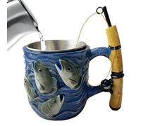 Genérico Fishing Theme Coffee Mug Resin Cup | Creative Fishing Rod Line Design 200ml Drinkware For Coffee Tea Beer Milk Gift For Dad Boyfriend Grandpa Angler Lovers Novelty Kitchen Decor