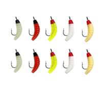 Genérico Fishing Worm Lures - Maggot Bait Set, 10 Pcs Realistic Maggot Fish Baits, Soft Worm Lures for Pond Lake River Stream Fishing Portable Angling Bait Set | Soft Fish Lure Gift