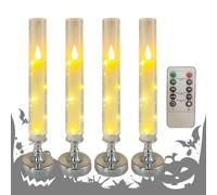 Genérico Flameless LED Candles, Electric Candle Lights, Remote-Controlled Ambiance Decor, 4-Piece Soft Glow Set, Battery Operated Flicker Effect, Ideal para Fireplace, Wedding, Dining