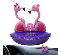 Genérico Flamingo Dashboard Ornament - Solar Powered Figurine, Wobbly Head Figure, Desktop Car Decor, Cute Tropical Animal Design | Gift Decorative Accessory, Suitable for Office Car Table Display