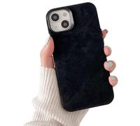 Genérico Flannel Magnetic Case for iPhone15 Plus, Plush Suede Denim Fabric Jean Compatible, Full-Coverage Solid Color Ultra-Thin Phone Case foriPhone 17/16/15/14/13 Pro MAX (Black,for iPhone 15 Pro)