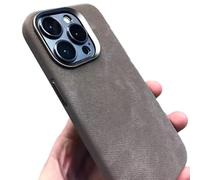 Genérico Flannel Magnetic Case for iPhone15 Plus, Plush Suede Denim Fabric Jean Compatible, Full-Coverage Solid Color Ultra-Thin Phone Case foriPhone 17/16/15/14/13 Pro MAX (Coffee,for iPhone 15 Pro)