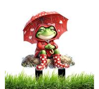 Genérico Flat Acrylic Garden Frog Sign Potted Plant Lawn Decor Stake