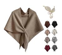 Genérico Fleece Shawl Wrap for Women, Knitted Cardigan Fleece Top Shawl Wrap, Knitted Pashmina, Solid Color Soft, Loop Closure (Light Brown)