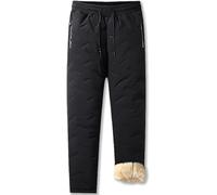 Genérico FleeceActive - Unisex Fleece-Lined Waterproof Pants,Fleece Lined Pants Men,Winter Warm Fuzzy Leggings (XL,Black-Straight)