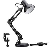 Genérico FLEXO ARQUITECTO NEGRO PORTALAMPARAS E27 FLEXIBLE, LAMPARA ESCRITORIO VINTAGE BOMBILLA