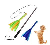 Genérico Flirt Pole Dogs, Pet Teasing Stick, Outdoor Puppy Sticks, Rope Extendable Chasing, Teaser Wand Pole For 2 Detachable Tugs, Exercise Active Pets, 10.24x1.97x1.57 Inches