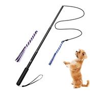 Genérico Flirt Pole for Dogs, Extendable Pet Teasing Stick, Teaser Wand with 2 Detachable Rope Tugs, Durable Metal Puppy Chasing Toy for Outdoor Exercise and Training, 26x5x4cm, 300g