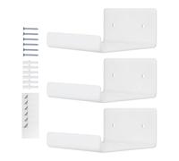 Genérico Floating Acrylic Wall Shelf - 3 Pieces Photo Frame Organizer, Wall Mounted Book Shelf For Renters Designers Students Office Shop Hotel Bathroom Living Room Kitchen Bedroom Books Plants