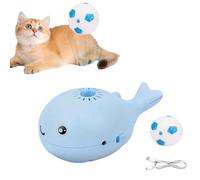 Genérico Floating Ball Cat Toy, Whale Floating Interactive Cat Toy, Electric 2-in-1 Whale Floatings Interactive Cats Toys, Keep Cats Entertained Soccer Balls Pet Toys (Blue)