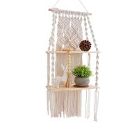 Generico Floating Shelf - Macrame Hanging Shelves | Floating Tapestry Boho Shelves Bohemian Macrame for Bedroom Living Room Nursery Bathroom Home Decor Hand-Woven Tassel Plant Holder for Home