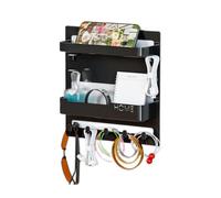 Genérico Floating Shelf, Wall Stick On Rack, Wall Mount Shelves, Hooks Included, Cable Clips Compatible, Ideal For Bedside Accessories, Living Room Decor, Small Space Organization