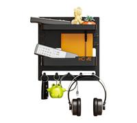 Genérico Floating Shelves for Bedside - Household Wall Organizer Rack,Wall Adhesive Bedside Shelf Accessories Organizer with Hooks and Cable Clips for Desk, Kitchen, Bathroom