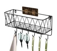 Genérico Floating Shelves - Metal 34x19x10CM | Kitchen Wall Storage Rack, Wall Organizer with Hooks | Rust-Resistant Decor Shelves with Divider Design For Bedroom Bathroom Living Room Use