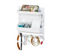 Genérico Floating Shelves - RV Storage, Organization Wall Mounted Bedside Shelf, Adhesive Shelves | Wall Rack Holder with Hooks & Cable Clips For Mobile Phones Remotes Headphones, 1*PC