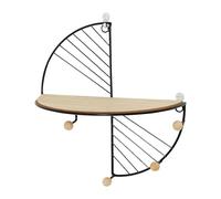 Genérico Floating Shelves, Wall Display Rack, Semicircle Shelf, Modern Design, Wooden Build, Iron Hook Feature, Space Saving, Easy Installation, Perfect for Bedroom, Kitchen, Office, (Iron + Wood)