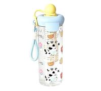 Genérico Floating Tea Strainer Water Cup 650ml - PC Silicone PP Red Yellow 24.5x8x8cm - Summer Portable Straw Bottle With Carrying Rope - Cute Cartoon For Boys Girls