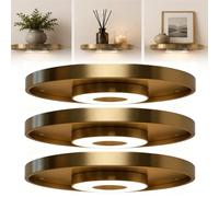 Genérico Floating Wall Shelf with Built-In Ambient LED Light, Lighted Floating Shelves, RGB Glow, for Bedroom, Living Room, Elevate Space with Elegance, Space-Saving (3pcs)
