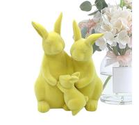 Generico Flocked Bunny Decor,Cute Bunny Family Easter Figurines,Flocking Rabbit Party Table Centerpiece | for Spring Indoor Home Dining Table Desk Mantel Shelf Entrance Party Farmhouse