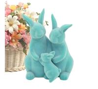 Genérico Flocked Easter Bunny Decor - Family Figurines, Soft Flocking Finish, Resin Build, Realistic Detailing | Easter Holiday Decorations, Table Centerpiece, Indoor Home Display, Dining Table, Desk