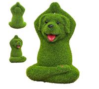 Genérico Flocked Green Yoga Dog Resin Figurine - 2026 Zen Meditation Puppy Garden Decoration | Cute Moss-Textured Animal Sculpture For Patios & Lawns Weatherproof Indoor