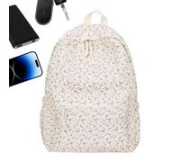 Genérico Floral Backpack For School - Large Capacity Canvas Flower Bookbag, For Girls Lightweight Backbag Laptop Tablet Cell Phone Wallet Stationery Cosmetics Books Casual Water Bottle