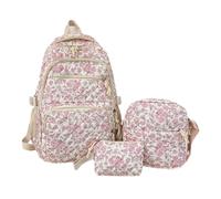 Genérico Floral Backpack - Nylon Student Bag 3 Piece Travel Storage Set