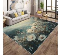 Genérico Floral Blancas Alfombra Salon Rectangular, Suave Antideslizante Alfombras Flores Botánicasde Habitacion, Alfombra Lavable Comedor Oficina 50x80cm