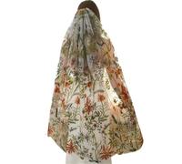 Genérico Floral Bridal Wedding Veils With Comb Embroidery Green Leaves Yellow Red Flowers For Bride Short Tulle