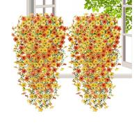 Genérico Flores Artificiales - Centros De Mesa De Seda Artificial,Plantas de Tallos Artificiales de Exterior 2 Piezas | para Cumpleaños Patio Pared Ventana Dormitorio Baño Granja Interiores