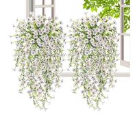 Genérico Flores Artificiales De Exterior,Centros De Mesa Seda Sintética Realistas,Planta Falsa 2 Piezas Decoración Primavera | para Cumpleaños Patio Pared Ventana Dormitorio Baño Granja Interiores