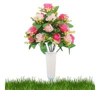 Genérico Flores Artificiales para el Cementerio | Decoración Floral Artificial,con Jarrón Estaca y Flores Artificiales de Cementerio | para Exterior e Interior, Jardín, Patio, Hogar, Primavera y