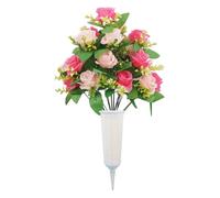 Genérico Flores de Cementerio para la Tumba | Floral de Imitación | con Jarrón Estaca y Flores Artificiales de Cementerio | para Exterior e Interior, Jardín, Patio, Hogar, Primavera y