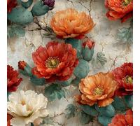 Genérico Flores De Peonía Pintadas Papel Pintado Autoadhesivo Lujo Retro 44x500 cm Papel de Pared Removible Impermeable Estilo Vinilo PVC Pegatina es Estante del cajón de la cubierta del rodillo