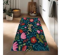 Genérico Flores Dibujadas A Mano Love Alfombra Pasillo 75 x 200 cm, Alfombra de Cocina Antideslizante William Morris Alfombras Corredor Pasillo para Entrada Lavanderia Salón Dormitorio