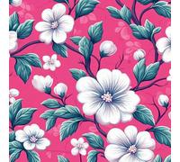 Genérico Flores Papel Pintado Autoadhesivo Fondo Rosa Con Flores Y Hojas Verdes. Vinilo Adhesivo Muebles, PVC Pelar y Pegar Papel de Contacto Removible Pegatina Pared Rollos para Cocina 45cm x 1200cm