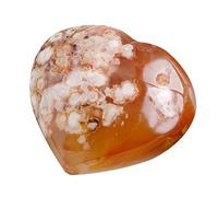 Genérico Flower Agate, Quartz Agate - Thumb Worry Stone Hand Carved Healing Crystal Heart Shaped For Stress Relief Meditation