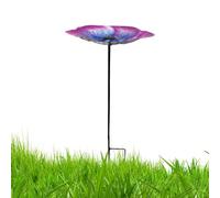 Genérico Flower Bird Bath - Butterfly Watering Basin, 63cm Height with Ground Stake, Heavy Duty Cast Iron, Weatherproof Bronze Coating, Outdoor Garden Station for Hummingbird Bee Yard Farm Use