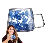 Genérico Flower Coffee Cup - Flower Coffee Mug Cup 200ml Dry Flowers Mug | Dry Flowers Mugs With Handle | Creative Mugs | Double Wall Insulation Glass For Tea & Juices