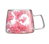 Genérico Flower Coffee Cup - Flower Coffee Mug Cup 200ml Dry Flowers Mug | Dry Flowers Mugs With Handle | Creative Mugs | Double Wall Insulation Glass For Tea & Juices